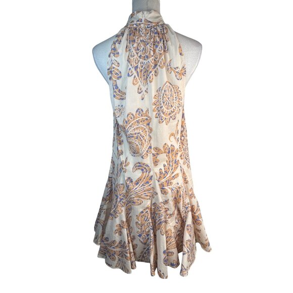 ZARA Halter Neck M Dress Paisley Print Cotton Lightweight Flowy A-Line - Picture 8 of 15